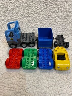 Lego Duplo Car Lot Of 7 Including Chassis Wheels, Cars & Truck.